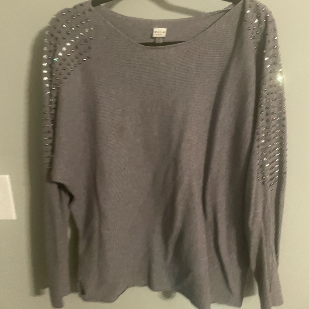 Grey w silver studs on sleeves